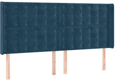 vidaXL - Hoofdbord - met - randen - 203x16x118/128 - cm - fluweel - donkerblauw