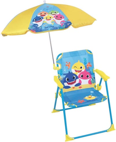 Baby Shark klapstoel voor kinderen met parasol - Campingstoel kinderen - Afmetingen 38,5 x 37,5 cm