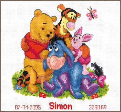 Telpakket kit Disney Winnie the Pooh en vrienden  - Vervaco - PN-0014846