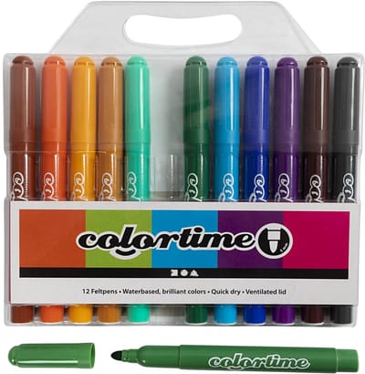 Colortime stiften, lijndikte 5 mm, extra kleuren, 12 stuk/ 1 doos