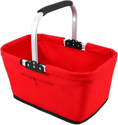 Thijox - Opvouwbare Boodschappenmand 26L Rood - Stevige Draagmand en Picknickmand voor Gezinnen - Ideaal voor Boodschappen, Reizen en Kamperen