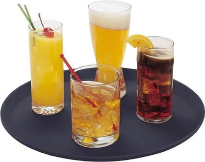 (6 stuks) CAMBRO CAMTREAD® - Glasvezel dienblad - rond - ø 450mm - hoog profiel - Zwart