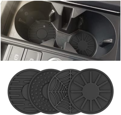 Dailygoods- Bekerhouder Universeel - Siliconen Onderzetters - Antislip - Zwart - Set van 4 Stuks - Geschikt voor Levensmiddelen
