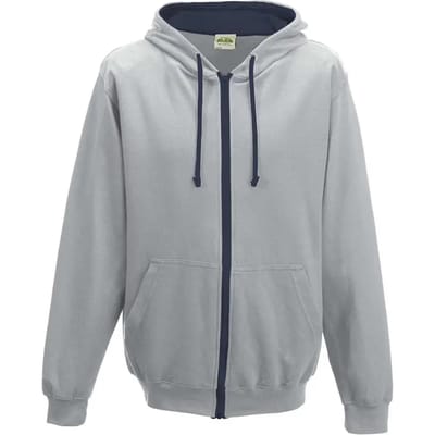 Just Hoods Varsity Zoodie JH053 - HEATHER GREY/FRENCH NAVY - L