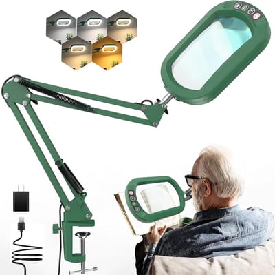 Vergrootglas met Licht - Vergrotende Lamp - Precisie Werk - Traploos Dimbaar - 10x Vergroting - Groen