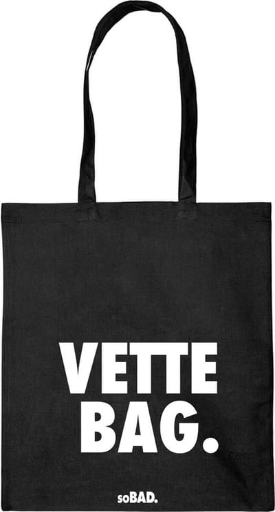 Draagtas Vette bag - wit - katoenen tas - soBAD. - met leuke grappige tekst