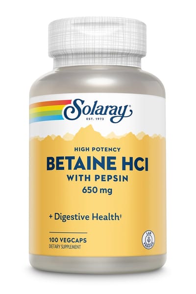 Solaray Betaine HCl 650 mg + Pepsin - 100 capsules