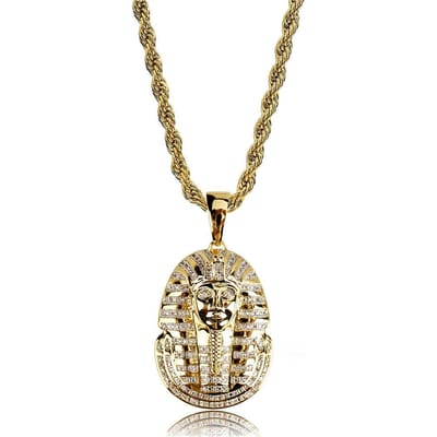 Pendentif Populaire Européen et Américain Portrait de Pharaon Égyptien Vente Collier Rétro Personnalisé pour Hommes beige