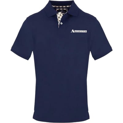 Aquascutum Herenpoloshirt met geruite kraag van piqué (Marine)