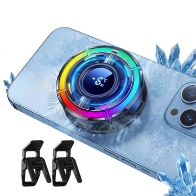 Fokelyi - Mobiele Telefoon Koeler - Telefoon Koeler - Phone Cooler - Smartphone Radiator - Zwart - RGB