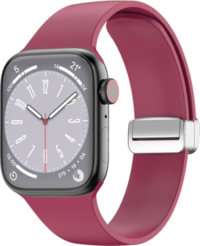By Qubix - Geschikt voor Apple Watch bandje - Siliconen bandje - Folding Buckle - Wijnrood - Geschikt voor Apple Watch 38mm / 40mm / 41mm / 42mm - siliconen sport bandje - smartwatchbandje