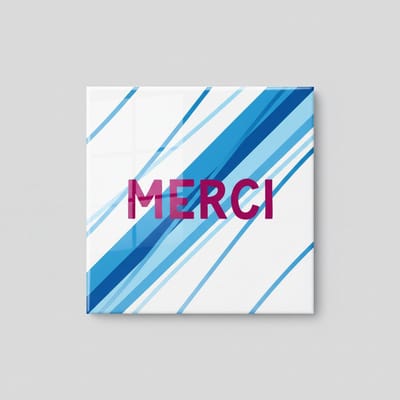 Merci Keramische Tegel 15x15 cm – Modern Blauw Abstract Patroon | Stijlvol Bedank Cadeau & Woondecoratie
