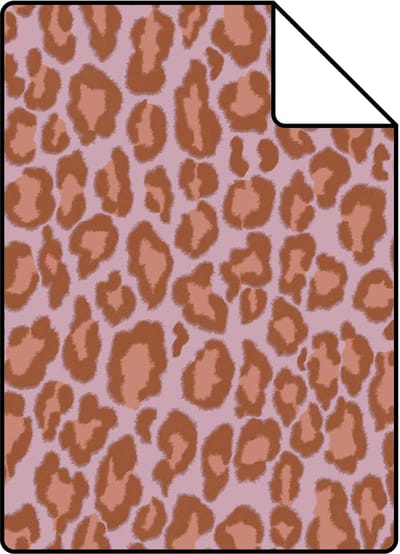 Proefstaal ESTAhome behang panterprint terracotta en lila paars - 26.5 x 21 cm - 131402-S