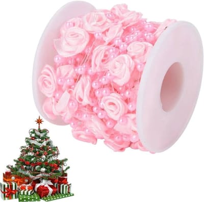 Parelsnoer Rozen - Kralenslinger Draad - Decoratie Knutselen - Rozenvormige Parels - 10 Meter - Roze