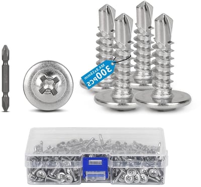Set van 300 RVS 410 Verzonken Plaat Schroeven M4.8 x 16 mm met Snelle Snijkop en Boor voor Hout, Plaatmetaal en Kunststof