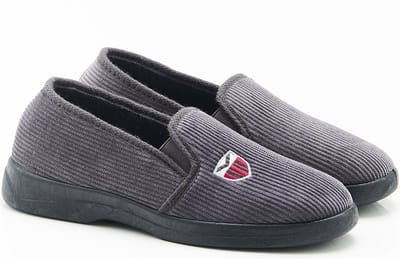 Damart - Pantoffels van ribfluweel - Heren - Grijs - 44