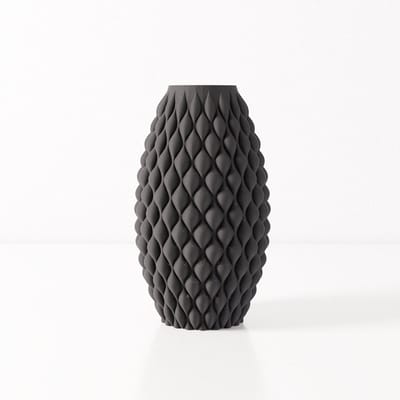 Fleuriek vaas AMELIA - Zwart H30 cm - Slanke designvaas met reliëfpatroon - Moderne decoratie voor tafel of dressoir - Bolvormig patroon