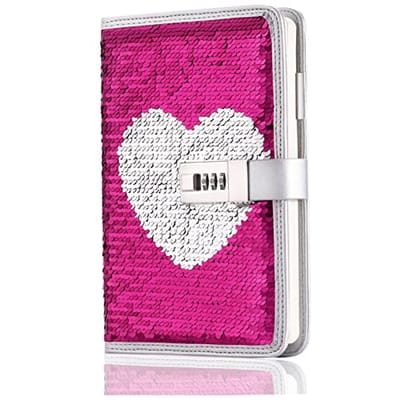 Gevoerd A5 Navulbaar Dagboek met Combinatieslot en Pailletten - Perfect voor Vrouwen en Meisjes