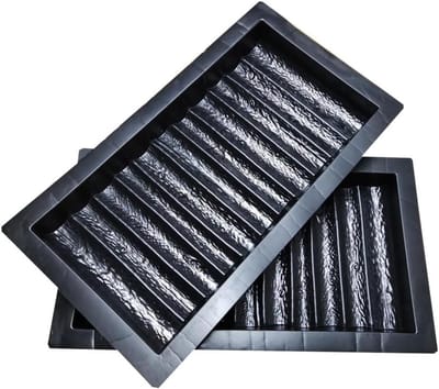Betonmallen Set - Tuinranden Stoepranden - Tuin Decoreren - Imitatie Hout Structuur - 50x25x5.5cm - Zwart