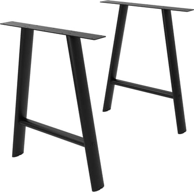 ML-Design | Tafelpoten, set van 2, A-vorm met ovaal profiel, 60 x 72 cm, van zwart staal; tafelonderstel, tafelpoten, tafelvoeten voor eettafel en bureau