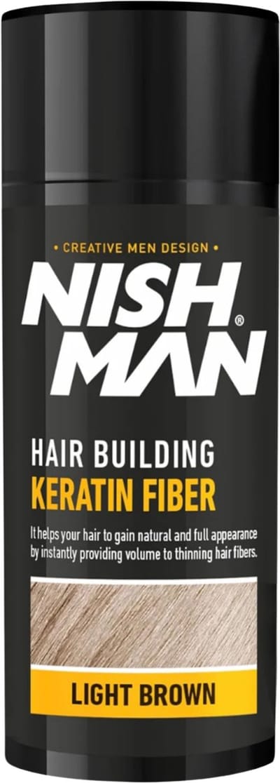 Nishman Light Brown Keratine Haarvezels - Direct Voller Haar - Camoufleert Dunner Wordend Haar