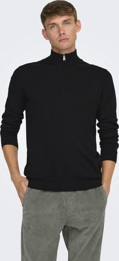 ONLY&SONS - ONSLOUI REG 12 MEL HALF ZIP KNIT NOOS - Heren - Gebreide truien