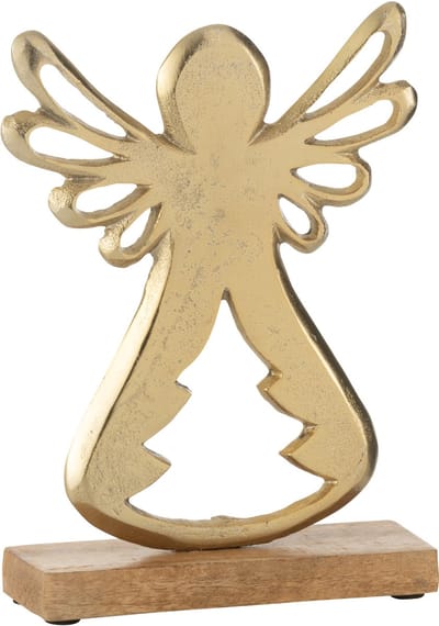 J-Line decoratie Engel Op Voet - aluminium/hout - goud - large