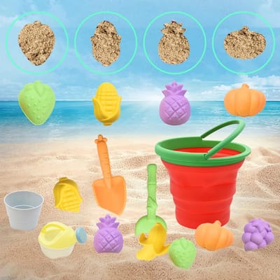 11-Delige Zomerspeelgoed Set voor Kinderen: Bak- en Schepaccessoires met Opvouwbare Emmer