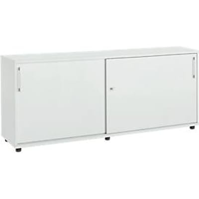 Schäfer Shop Select aanbouwkast met schuifdeuren, van hout, 2 legborden, B 1600 mm x D 421 x H 750 mm, lichtgrijs