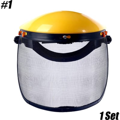 1 stuks Veiligheidsgezichtsscherm met Mesh Vizier Beschermend Mesh Veiligheidsmasker Helm Hoed voor Kettingzaag Trimmer Stoksnoeier Tuinieren Onkruid Type 1 geel
