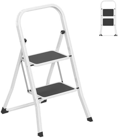 Inklapbare Trapladder met Leuning - 2 Treden Huishoudladder voor Veilig en Comfortabel Gebruik