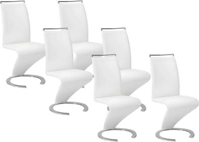 Vente-unique Set van 6 stoelen TWIZY - Wit kunstleer