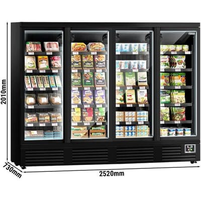 GGM Gastro Wandkühlregal - 2520mm - 1900 Liter - mit 4 doppelt verglasten Flügeltüren & 5 Ablagen