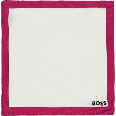 Boss Pocketdoekje met rand (Wit/Fuchsia)
