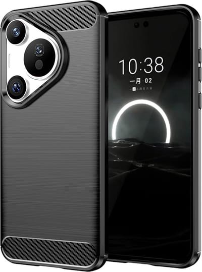 Hoesje geschikt voor Huawei Pura 70 - Techsuit Carbon Silicone Back Cover - Zwart