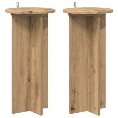 vidaXL - Plantenstand - 2 - st - Artisanaal - eiken - 29,5 - x - 29,5 - x - 60 - cm