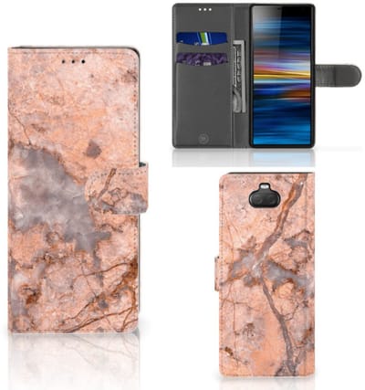 Book Case voor Sony Xperia 10 Bookcase Marmer Oranje