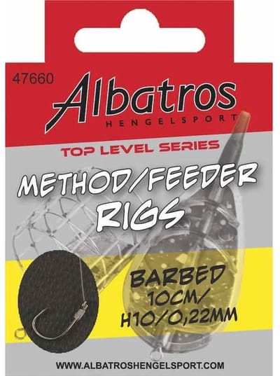 Albatros Top Level Method Rig – Voorgebonden onderlijn met haak en hair rig voor methodfeeder Haak 16 - 10CM - Ø 0,18MM