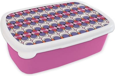 Broodtrommel Roze - Lunchbox Retro - Druppel - Design - Brooddoos 18x12x6 cm - Brood lunch box - Broodtrommels voor kinderen en volwassenen