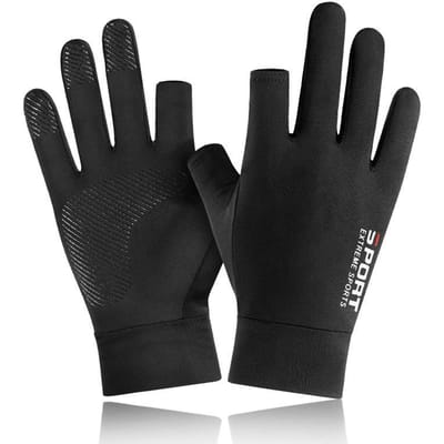 IJszijden zonwerende handschoenen heren zomer dun antislip ademend buiten rijden autorijden vissen ontblote tweeënhalve vinger handschoenen One size