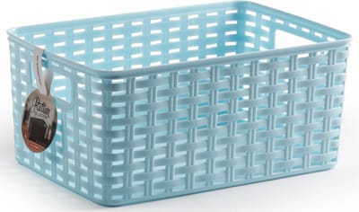 Plasticforte Opbergmand - Kastmand - rotan kunststof - lichtblauw - 10 Liter - 22 x 33 x 16 cm