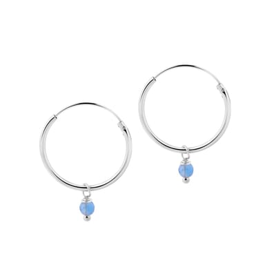 Zilver Hoops met Blauwe Steen