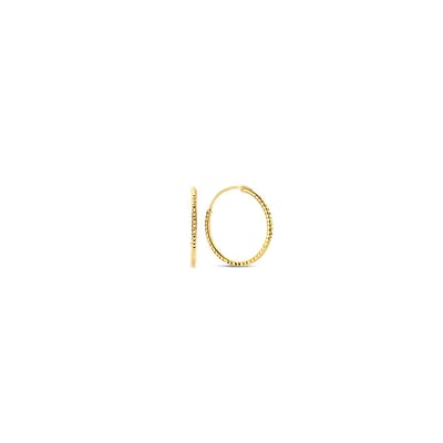New Bling 9NB-0992 Zilveren Oorringen - Dames - Gediamanteerd - 10 mm Doorsnee - 1,2 mm Dikte - Zilver - Gold Plated (Verguld/Goud op Zilver)