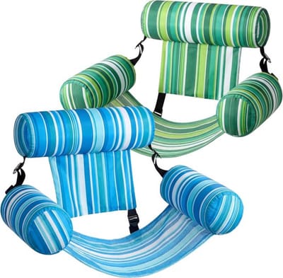 2 opblaasbare zwembadmatrassen voor volwassenen - drijvende ligstoelen - perfect voor feestjes, zomerse wateractiviteiten, strand en recreatie aan het meer.