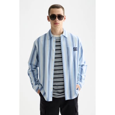Scotch & Soda Shadow-stripe Relaxed-fit Shirt Peacoat Shadow Stripe Taglia: S | Camicie Casual Outlet | Uomo