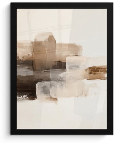 Poster in lijst - Fotolijst 30x40 cm - Posters - Penseelstreken - Abstract landschap - Rust - Posterlijst zwart - Decoratie - Wanddecoratie woonkamer - Muurdecoratie slaapkamer