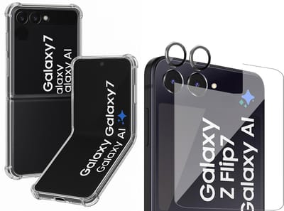Hoesje geschikt voor Samsung Galaxy Z Flip 7 - Screenprotector Glas & Camera Protector - Shockproof Transparant