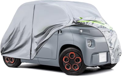 Autoafdekking, vervanging voorCitroen Ami, autodekzeil, autogarage, volledige garage, waterdicht, volledige garage, reflecterende strepen, zilver