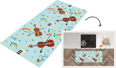 Keukenloper - Loper keuken - Muziek - Cello - Noten - 120x50 cm - Keukenloper vinyl