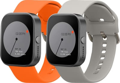kwmobile 2x horlogebandjes geschikt voor CMF by Nothing Watch Pro (D395) bandje - Smartwatch bandjes van TPU - Activity tracker horloge band in grijs / oranje